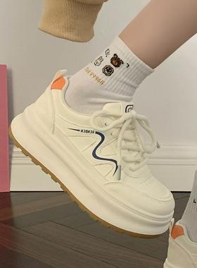 鞋子女款春季2025新款百搭爆款小白鞋小众不撞款圆头学生板鞋