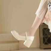 结婚高跟鞋 婚鞋 白色主婚纱鞋 粗跟不累脚日常可穿伴娘鞋 新娘鞋 法式