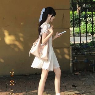 小個子海邊度假白色連衣裙子女茶歇法式 仙公主裙子潮 新款 今年夏季