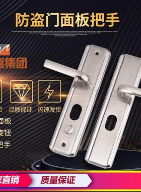 万嘉WJ通用型防盗门拉手 家用大门把手不锈钢面板单活双活孔235mm