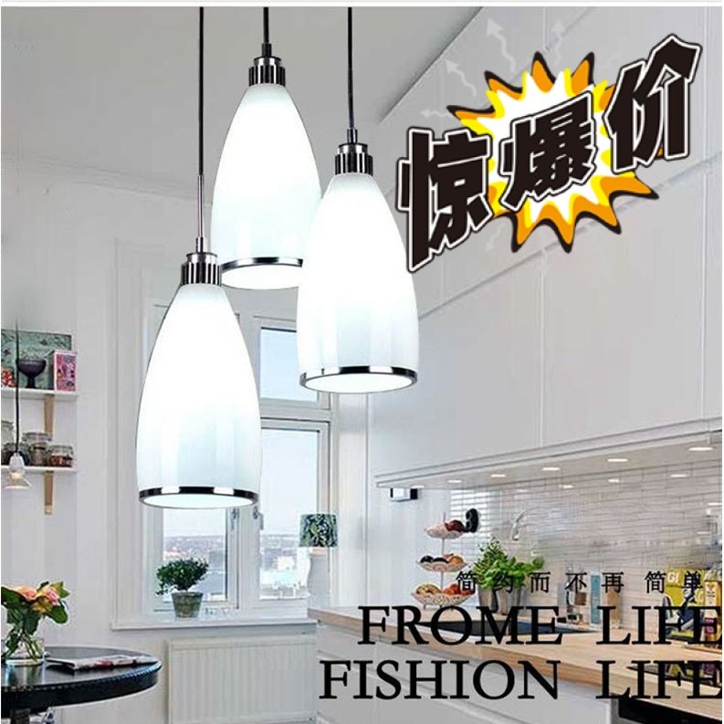 餐厅吊灯三头led现代简约个性创意田园饭厅灯单头吧台卧室吊灯具