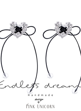 Pink爱心耳钉蝴蝶结冷淡风甜酷耳环女银色不规则流苏朋克耳坠2024