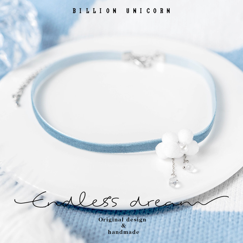 项链原创小众设计云朵绒毛ins