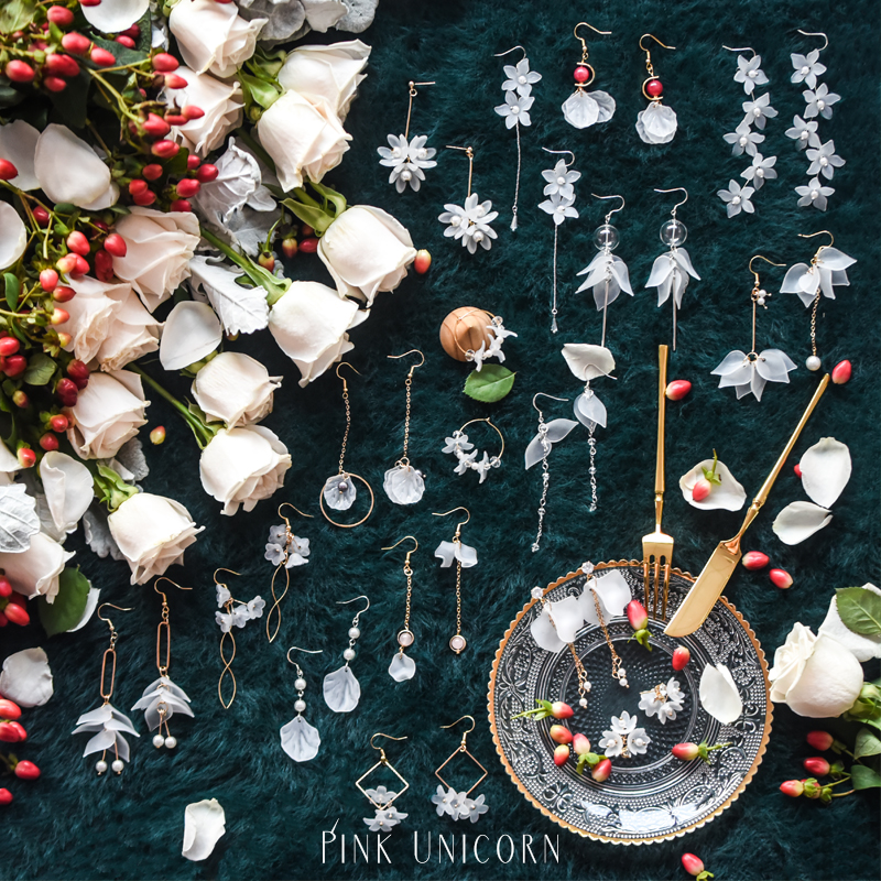 永生花花瓣耳环合集女森系无耳洞