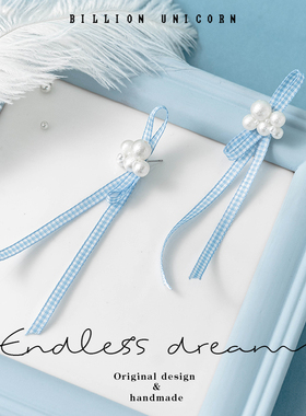 原创蝴蝶结珍珠耳钉显脸小特别设计感 小众云朵耳环女chic风耳饰