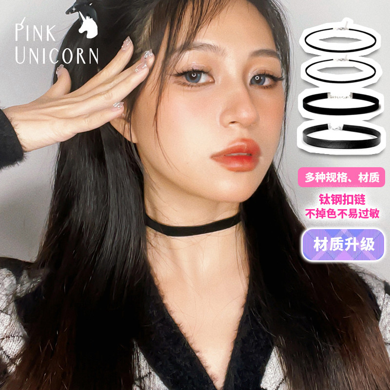 美拉德穿搭简约基础丝绒choker钛钢不掉色短项链蕾丝项圈女