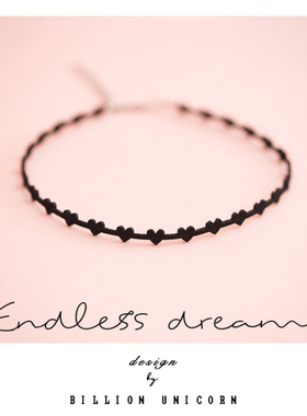 Billion Unicorn爱心choker少女项圈个性心形黑色复古颈带chocker