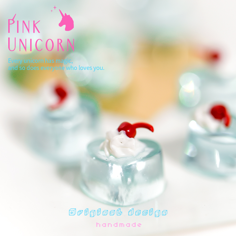 Pinku趣味食玩樱桃奶油果冻耳钉