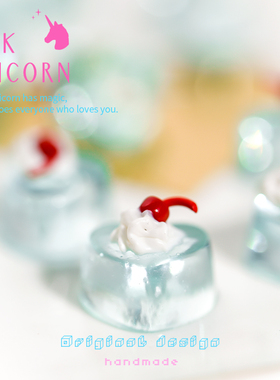 Pink原创樱桃奶油果冻耳钉趣味食玩夏日元气耳饰耳环耳夹女无耳洞