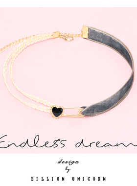 Pink Unicorn爱心项圈小学真同款choker锁骨链女短款颈带气质