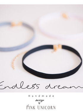 Pinku丝绒chocker颈带女黑色简约锁骨链项圈短款百搭气质choker