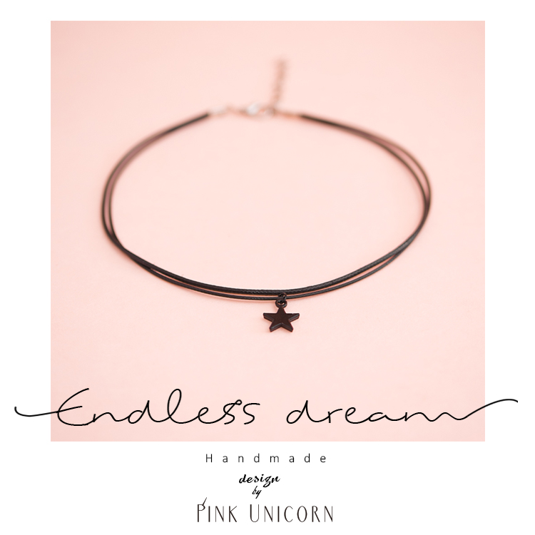 Pinku星星吊坠choker双层