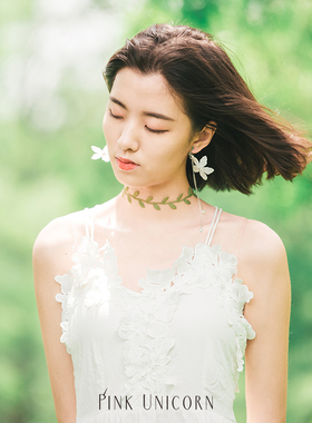 Pink Unicorn少女心仙颈带choker森系绿色锁骨链女项圈chocker