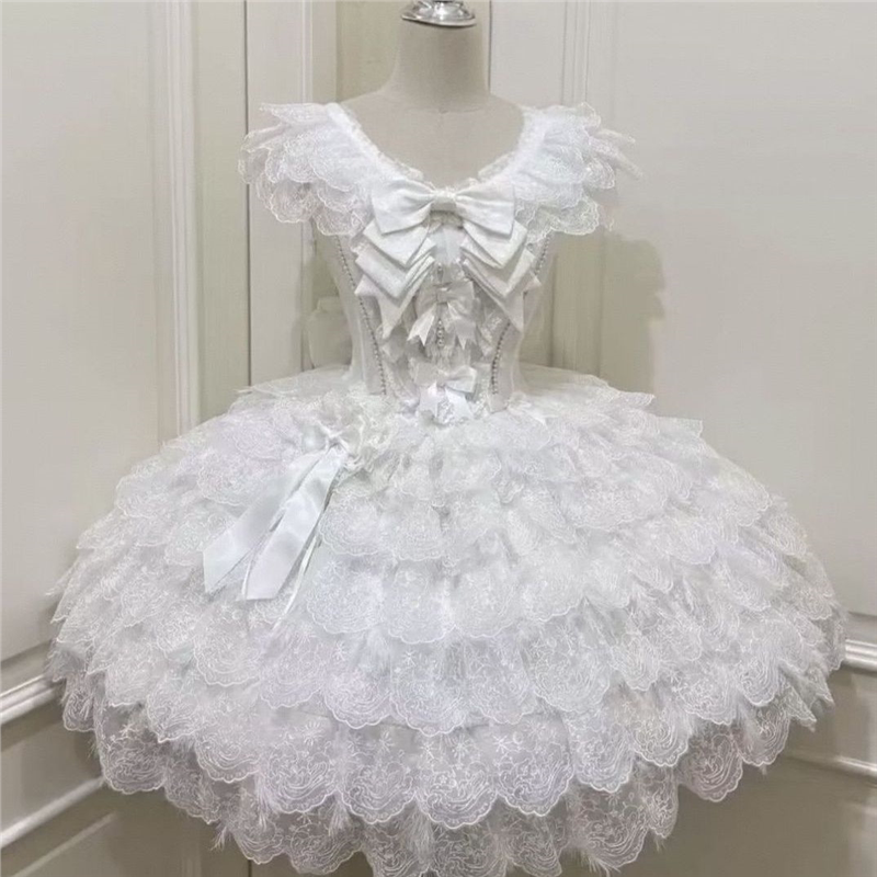 千堆雪甜美重工lolita白色jsk裙