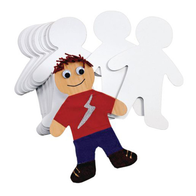 幼儿园手工diy涂色白纸板人偶