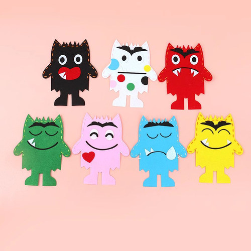 儿童diy无纺布情绪怪兽手偶头饰