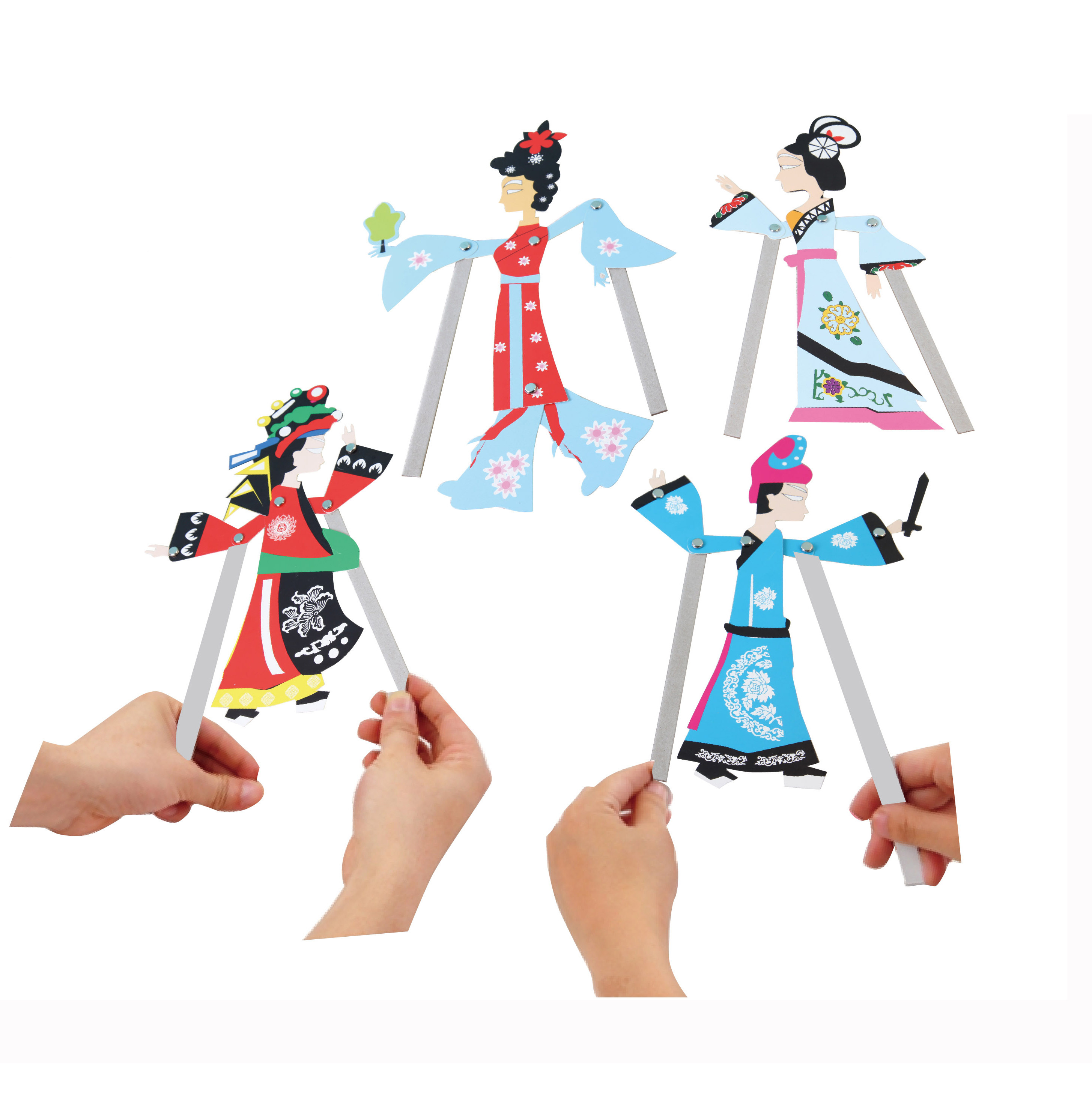 幼儿园diy手工制作彩绘皮影戏京剧人偶材料儿童节日涂色传统礼物