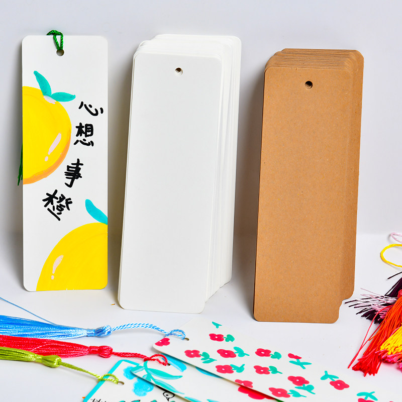 儿童手绘空白书签卡片干花树叶标本幼儿园纸质卡手工自制diy材料