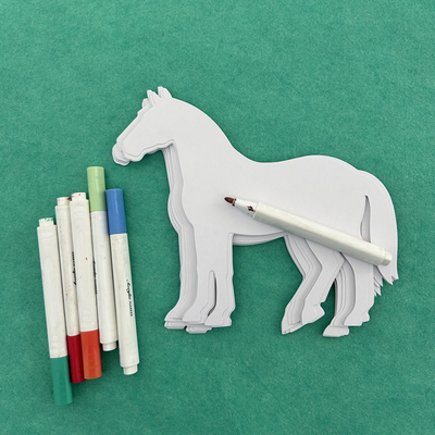 儿童DIY涂色白卡纸波点碎纸小马