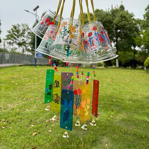 儿童手工DIY杯子树叶风铃材料包