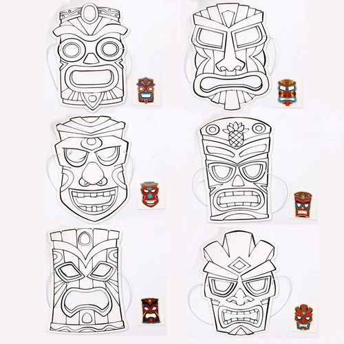 部落图腾白卡纸面具非洲图案面罩