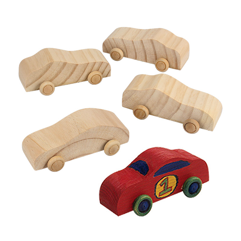 儿童白坯木制涂鸦diy小汽车模型幼儿园手工白模上色彩绘交通玩具