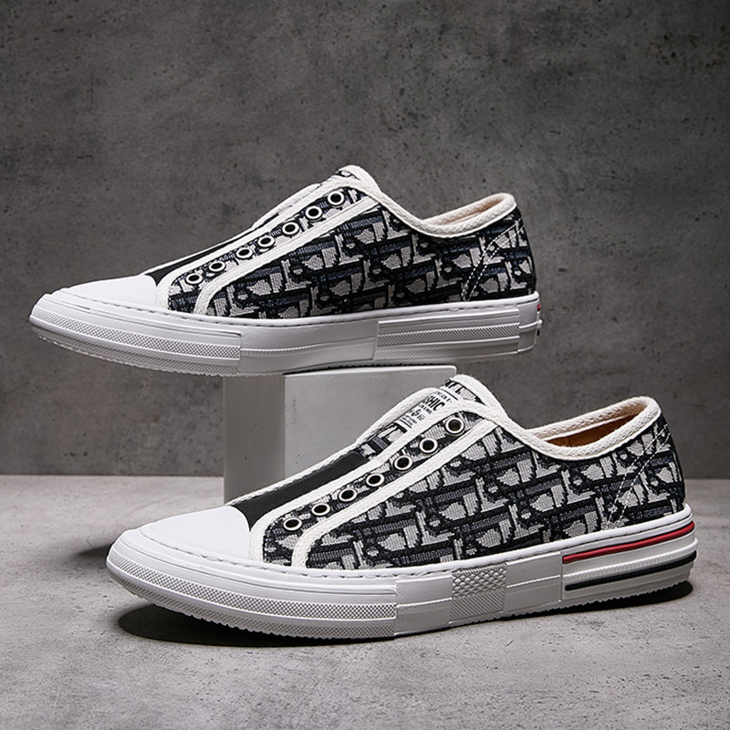 2026春季新款乐福鞋男真皮拼接刺绣时尚潮牌一脚蹬懒人鞋轻便板鞋