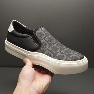 英伦风厚底休闲板鞋 欧洲站夏季 真皮透气一脚蹬套脚乐福鞋 新款 男鞋