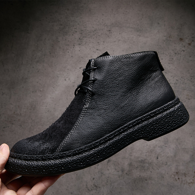 2025秋冬季新款工装靴男真皮黑色复古时尚马丁靴头层牛皮沙漠短靴