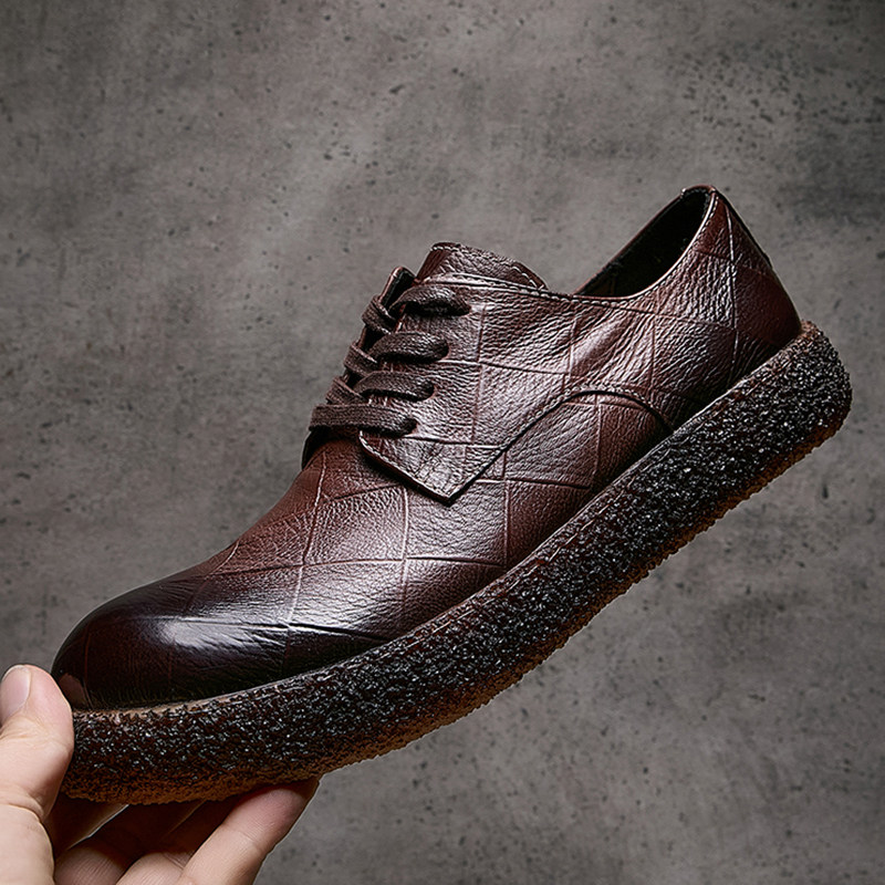 2026春季新款男鞋真皮英伦风复古时尚潮流休闲鞋厚底增高手工板鞋,流行男鞋,休闲板鞋,淘宝优惠券,粉丝福利购,淘宝优惠卷