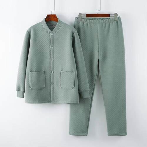 中老年人纯棉薄棉家居服保暖套装
