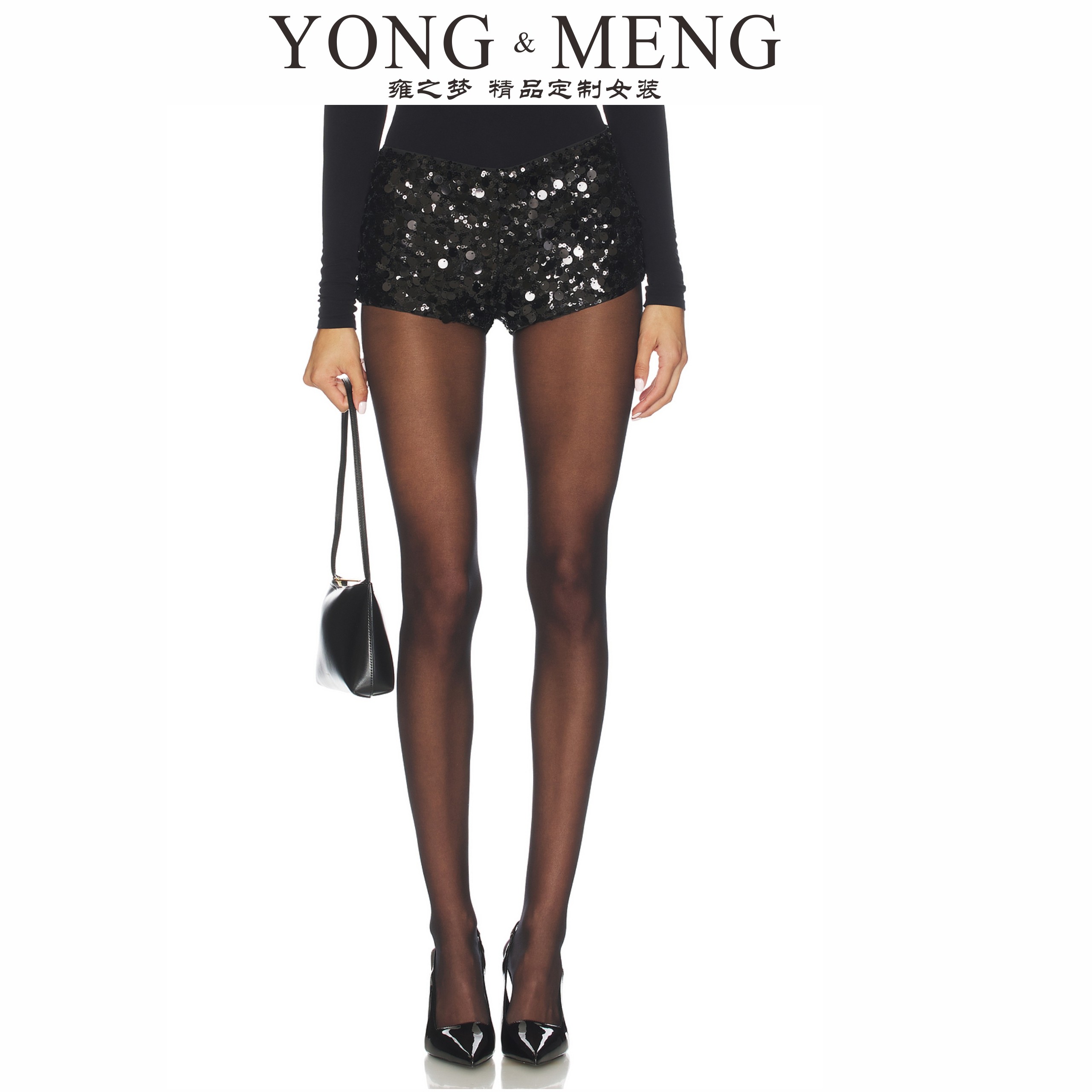 肯豆黑色亮片短裤女装夜店辣妹百搭翘臀紧身高腰时尚女裤大牌百搭