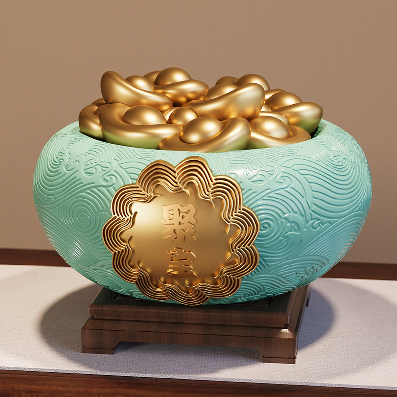 聚宝盆摆件招财聚财新中式家居客厅办公室高档装饰品入户玄关摆件,家居饰品,装饰摆件,淘宝优惠券,粉丝福利购,淘宝优惠卷