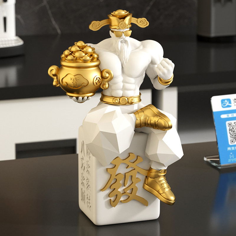 肌肉财神爷选我招财摆件客厅家用办公室前台装饰开业礼物乔迁新居