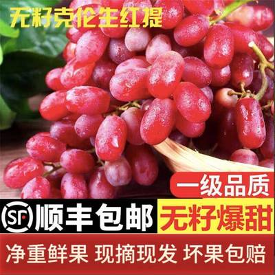 正宗特级新疆吐鲁番克伦生葡萄当季新鲜现摘无籽红提整箱顺丰冷链