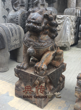 仿古摆件石狮子动物做旧门墩