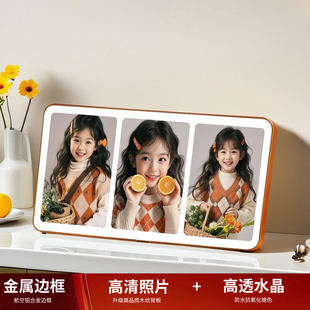 三宫格照片定制水晶相框做成摆台结婚照照片全家福高级摆件相册框