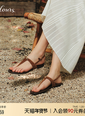 明星同款73hours女鞋跳进假日2025夏新款夹趾罗马凉鞋外穿人字拖