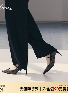 73hours女鞋镜头跟随2025秋季新款尖头细高跟黑色玛丽珍浅口单鞋