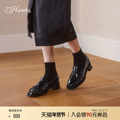 可爱家伙春季 新款 粗跟厚底圆头黑色乐福鞋 73hours女鞋 小皮鞋