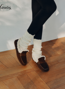 73hours女鞋pancake2025冬季新款保暖外穿乐福鞋加绒一脚蹬毛毛鞋