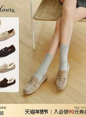 73hours女鞋Pancake2025秋季新款老钱风羊皮乐福鞋女一脚蹬豆豆鞋