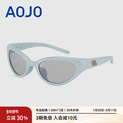 AOJO澳镜时尚窄框墨镜高级感炸街女防紫外线太阳镜AJ108SM222