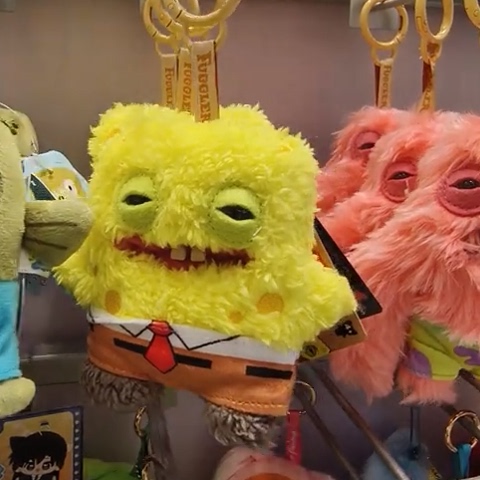 海绵宝宝毛绒挂件派大星萌牙公仔怪兽搞怪玩偶丑萌毛绒玩具钥匙扣