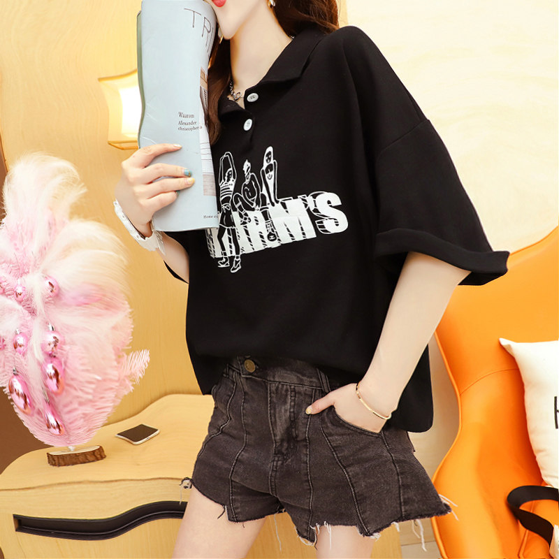 设计感polo领t恤女短袖设计感小众2021新款宽松韩版短款学生上衣在类目 女装/女士精品, 大码女装中 - 来自Buy2taobao.com提供专业的淘宝代购服务