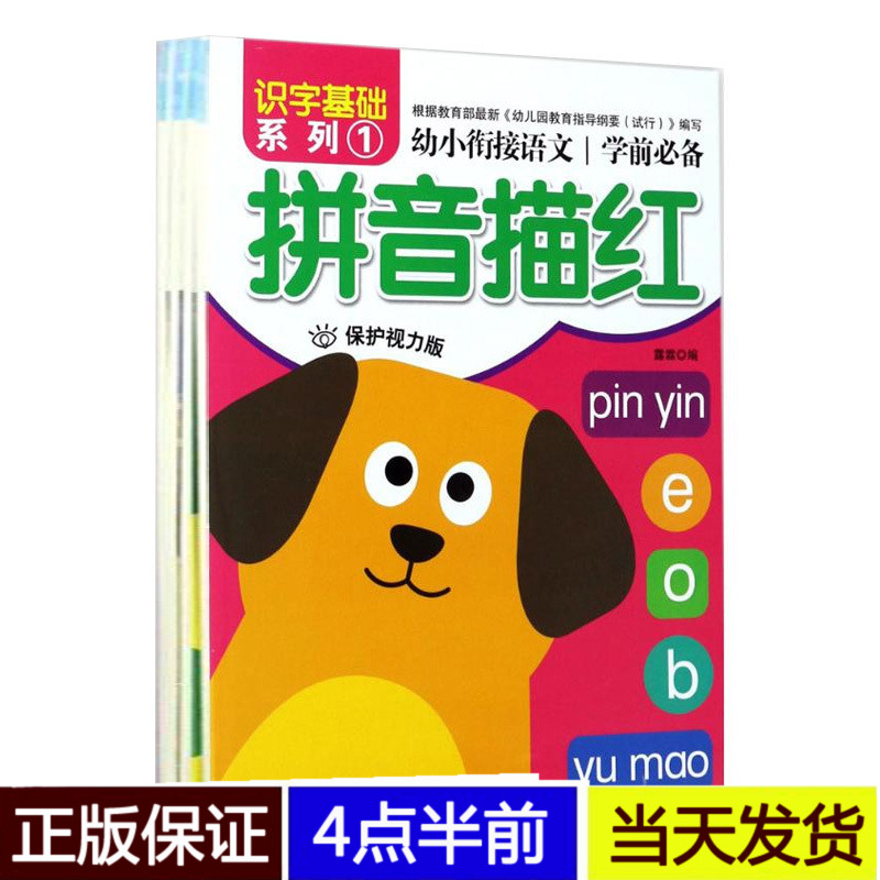 正版 幼小衔接语文识字基础系列(保护视力版共4册)拼音描红笔画描红部首描红汉字描红儿童学前启蒙认知书籍幼儿园学前班描红书