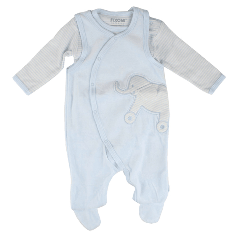 2-tlg. Set Nicki-Strampler + Body Elephant - Blau - Gr. 50