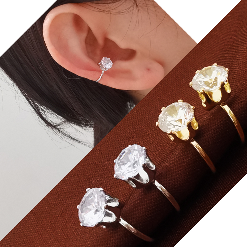 锆石侧耳骨夹耳夹无耳洞女耳钉夹