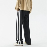 冰丝条纹拼接休闲裤男大码宽松男女百搭直筒拖地裤K707P35，商品下架区，星座914-1