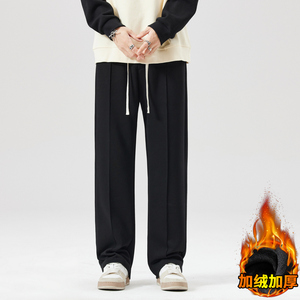 青少年加绒加厚保暖卫裤 日系直筒休闲潮牌运动裤子JR111P55图片